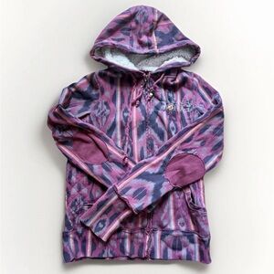 Billabong Pink and Purple Patterned Hoodie Fleece Lined